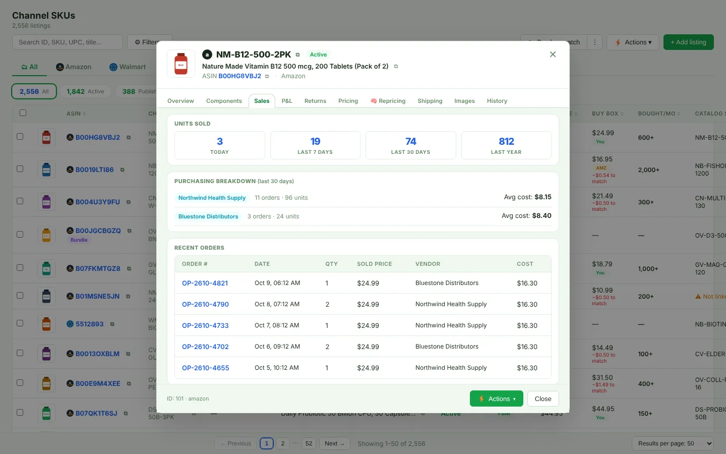 Sales tab
