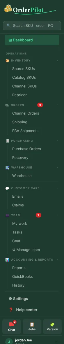 The sidebar with every section opened