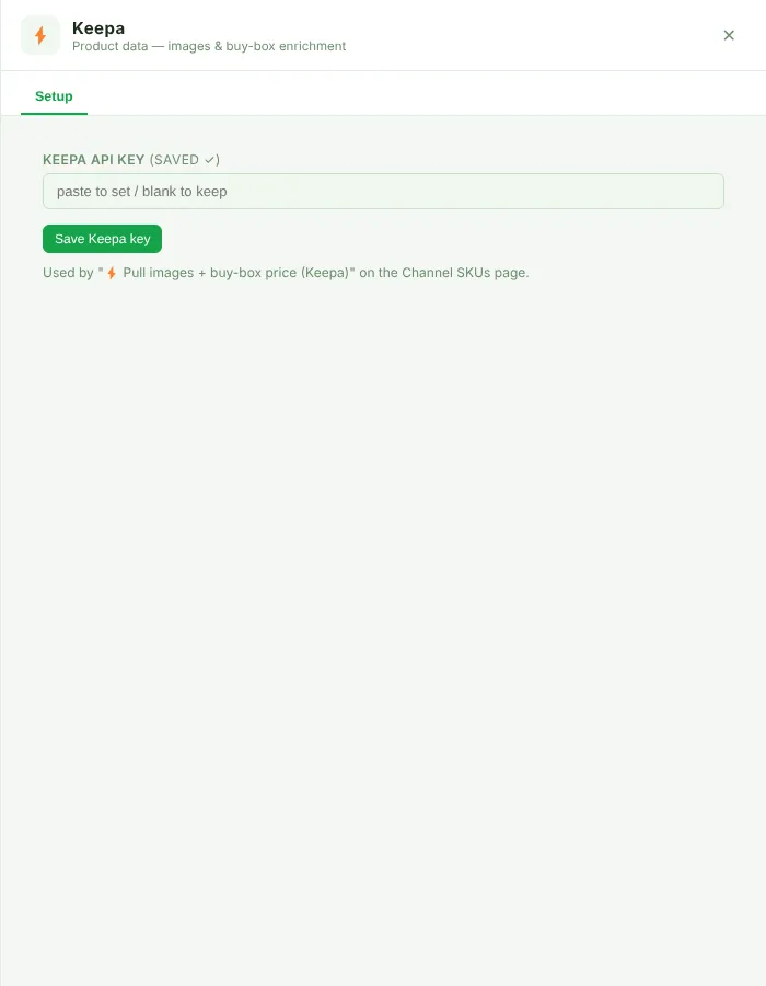 Keepa Setup tab