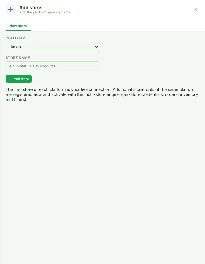 Add store panel