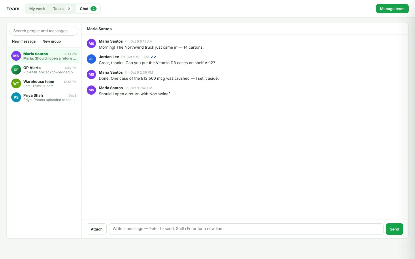 Chat page