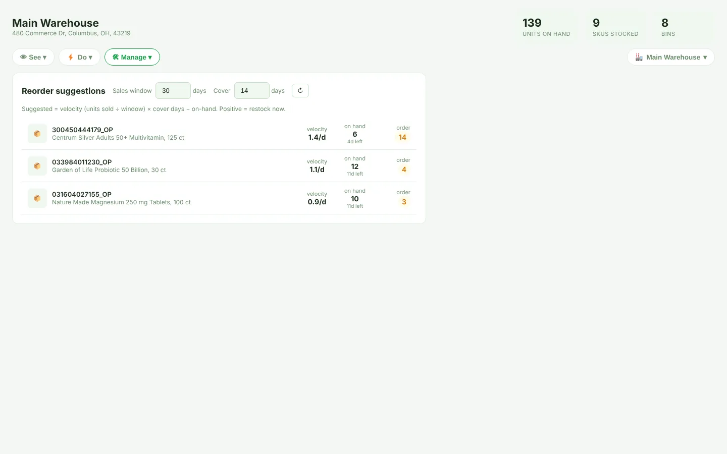 Reorder suggestions
